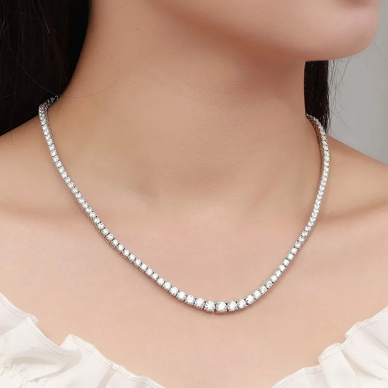 Moissanite Tennis Necklace for Woman Wedding Jewely with Certificate 925 Sterling Sliver Plated 18k White Gold Necklace