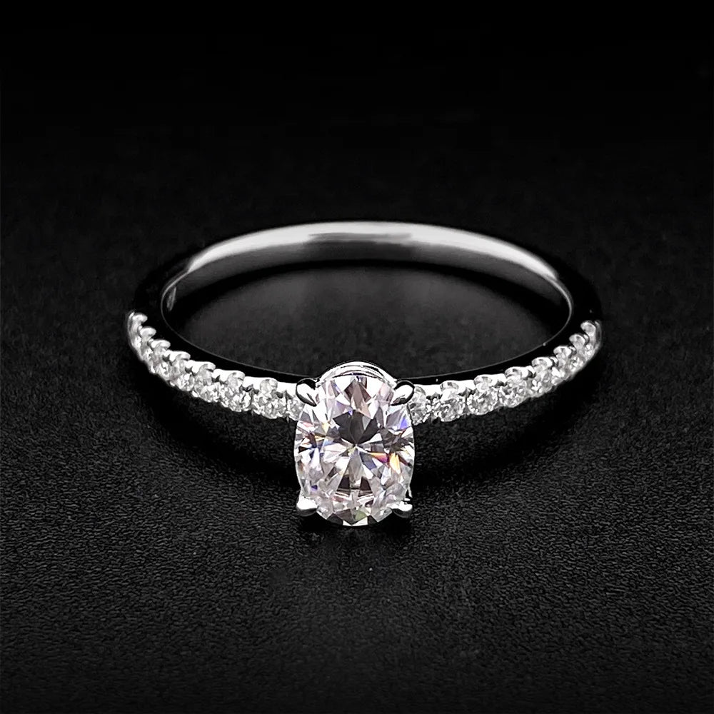 10k/14k/18k White Gold 2ct D Color Oval Moissanite Engagement Ring for Women Fine Jewelry Wedding Anniversary Ring Pass Tester