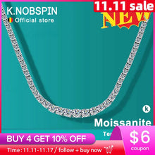Load image into Gallery viewer, KNOBSPIN Moissanite Tennis Necklace for Woman Wedding Jewely with Certificate 925 Sterling Sliver Plated 18k White Gold Necklace
