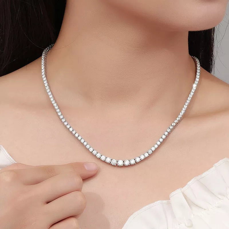 Moissanite Tennis Necklace for Woman Wedding Jewely with Certificate 925 Sterling Sliver Plated 18k White Gold Necklace