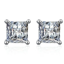 Load image into Gallery viewer, NeeTim 2 Carat Princess Cut Moissanite Earrings s925 Sterling Sliver Plated with 18k White Gold Ear Studs for Women Fine Jewelry
