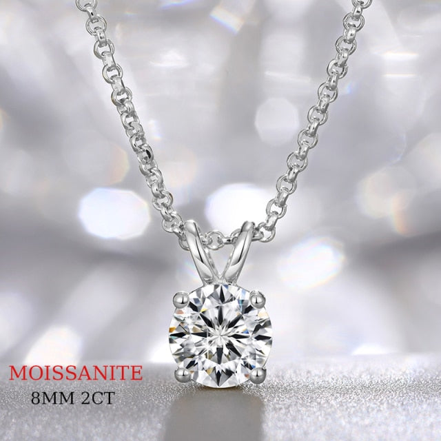 0.1-2ct Moissanite Diamond Silver Necklace