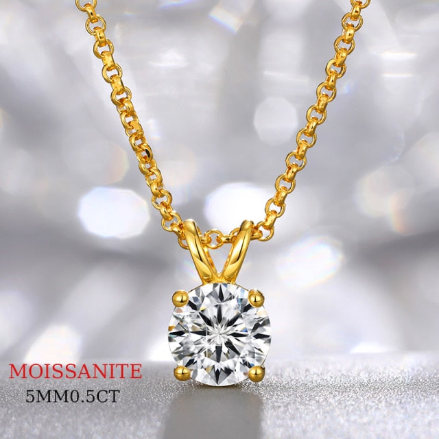 0.1-2ct Moissanite Diamond Silver Necklace