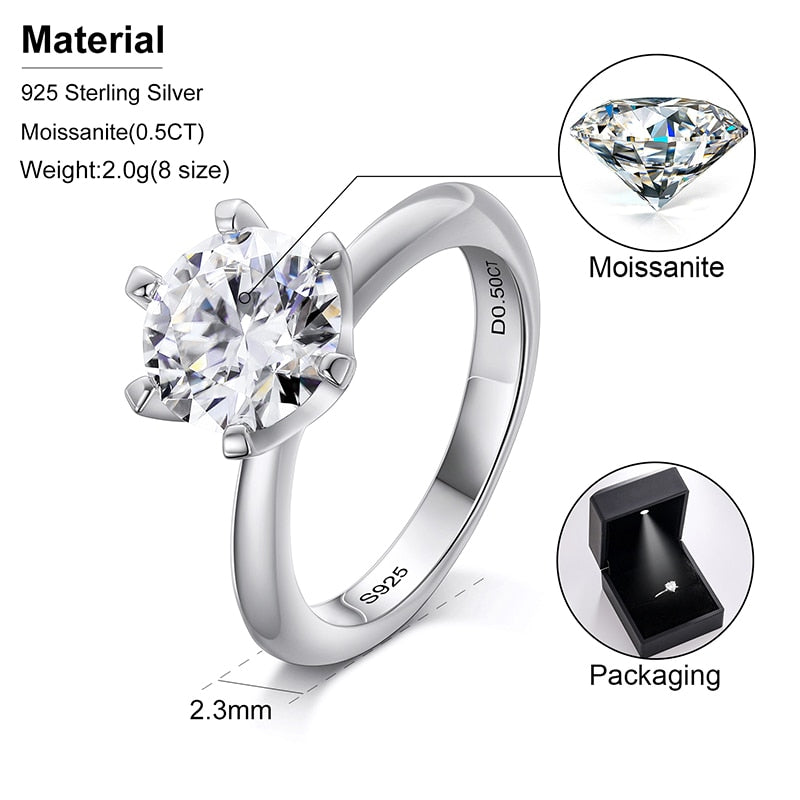 Classic 1ct Moissanite Diamond Ring
